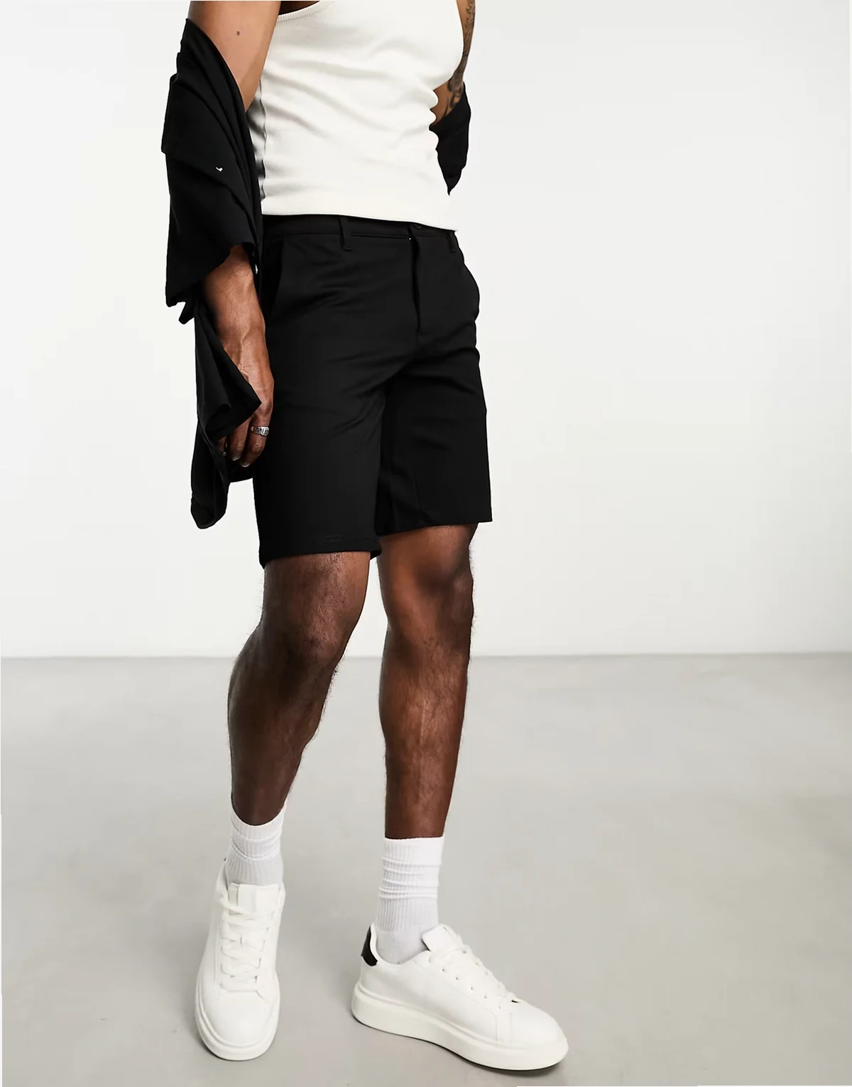 smart jersey shorts in black
