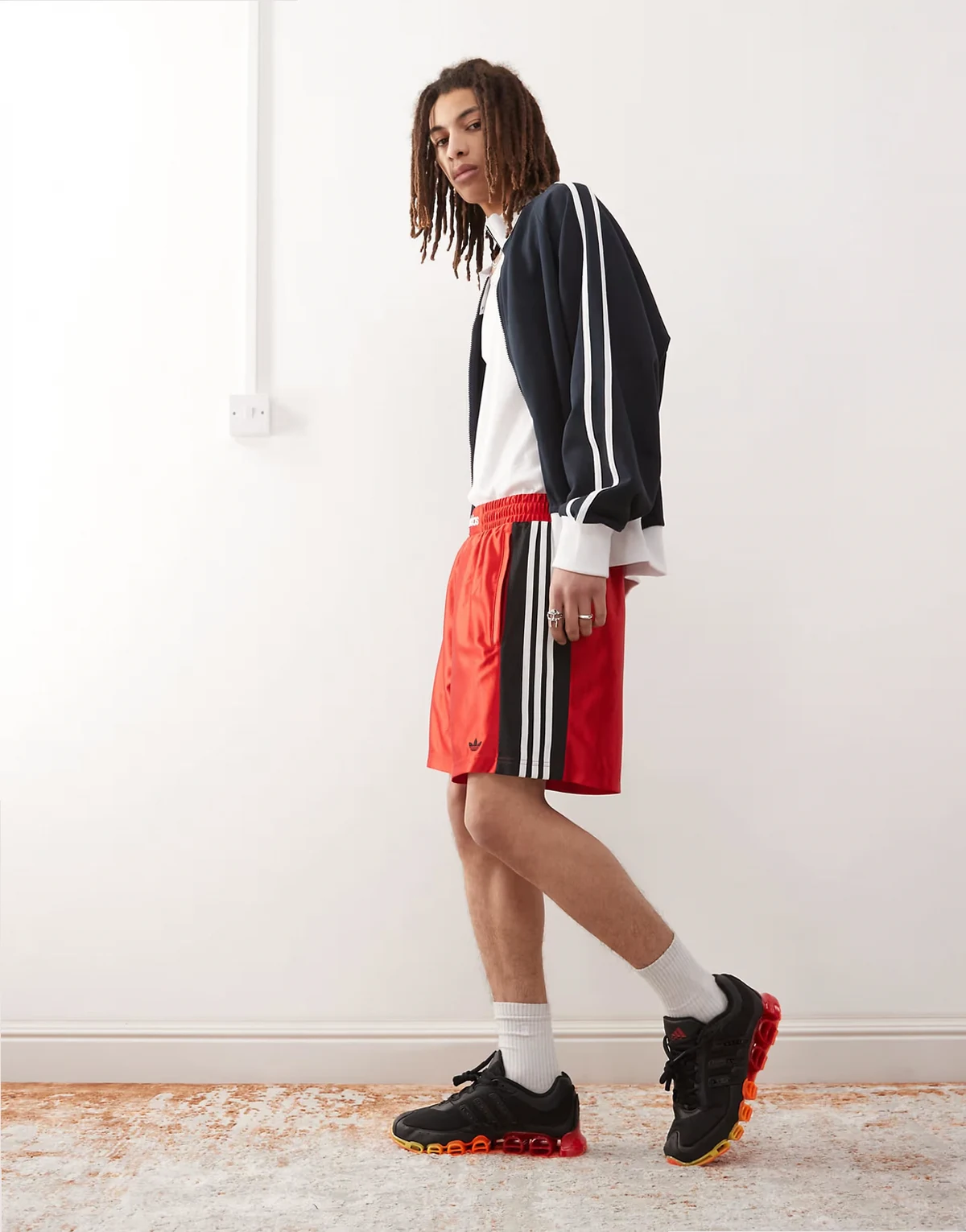 Unisex retro boxing shorts in red