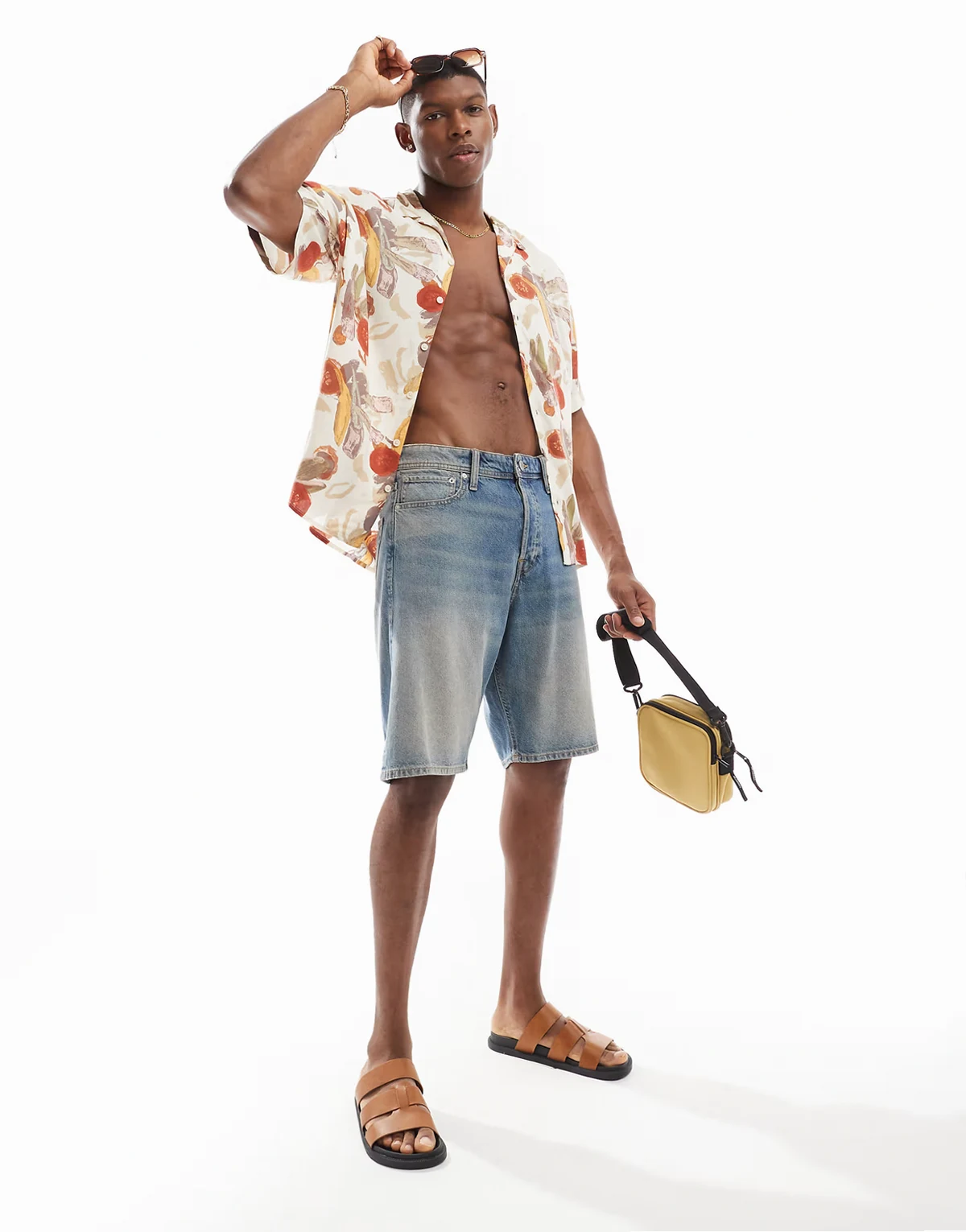 alex baggy fit denim jorts in vintage blue wash
