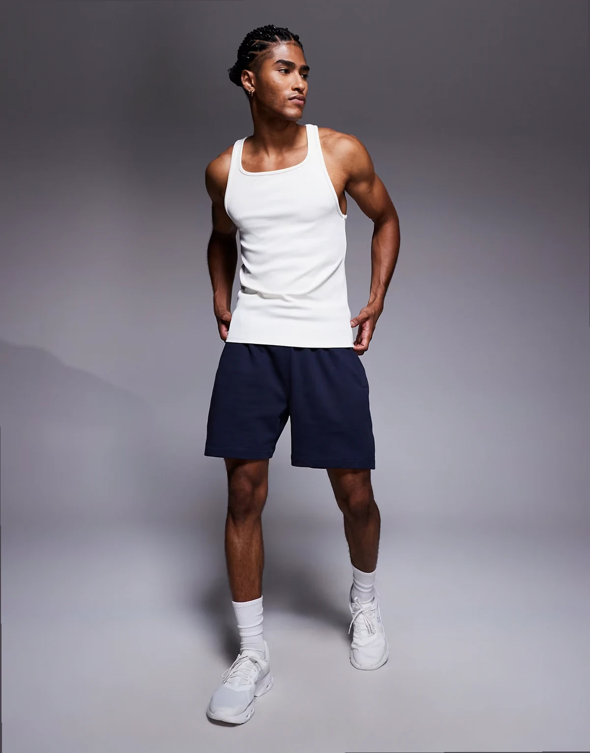 Icon heavyweight cotton sweat shorts with quick dry finish in navy