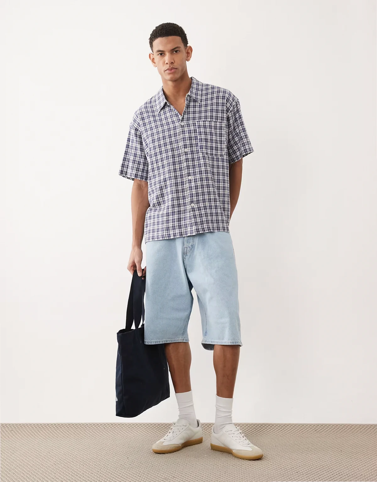 Ron baggy fit denim jorts in light blue