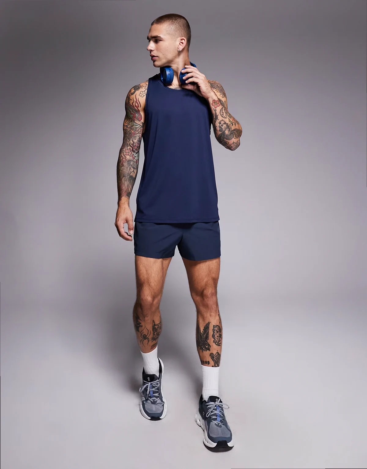 Icon 3 inch quick dry running shorts with back phone pocket in deep navy