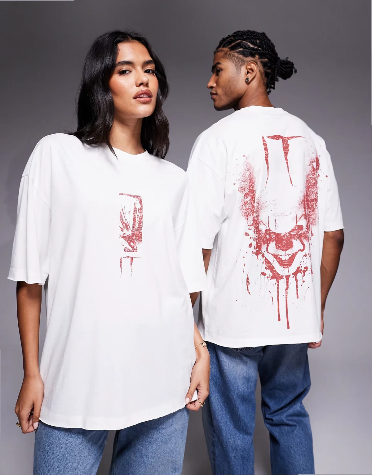 – Unisex-T-Shirt mit Oversize-Schnitt und „IT“-Halloween-Print