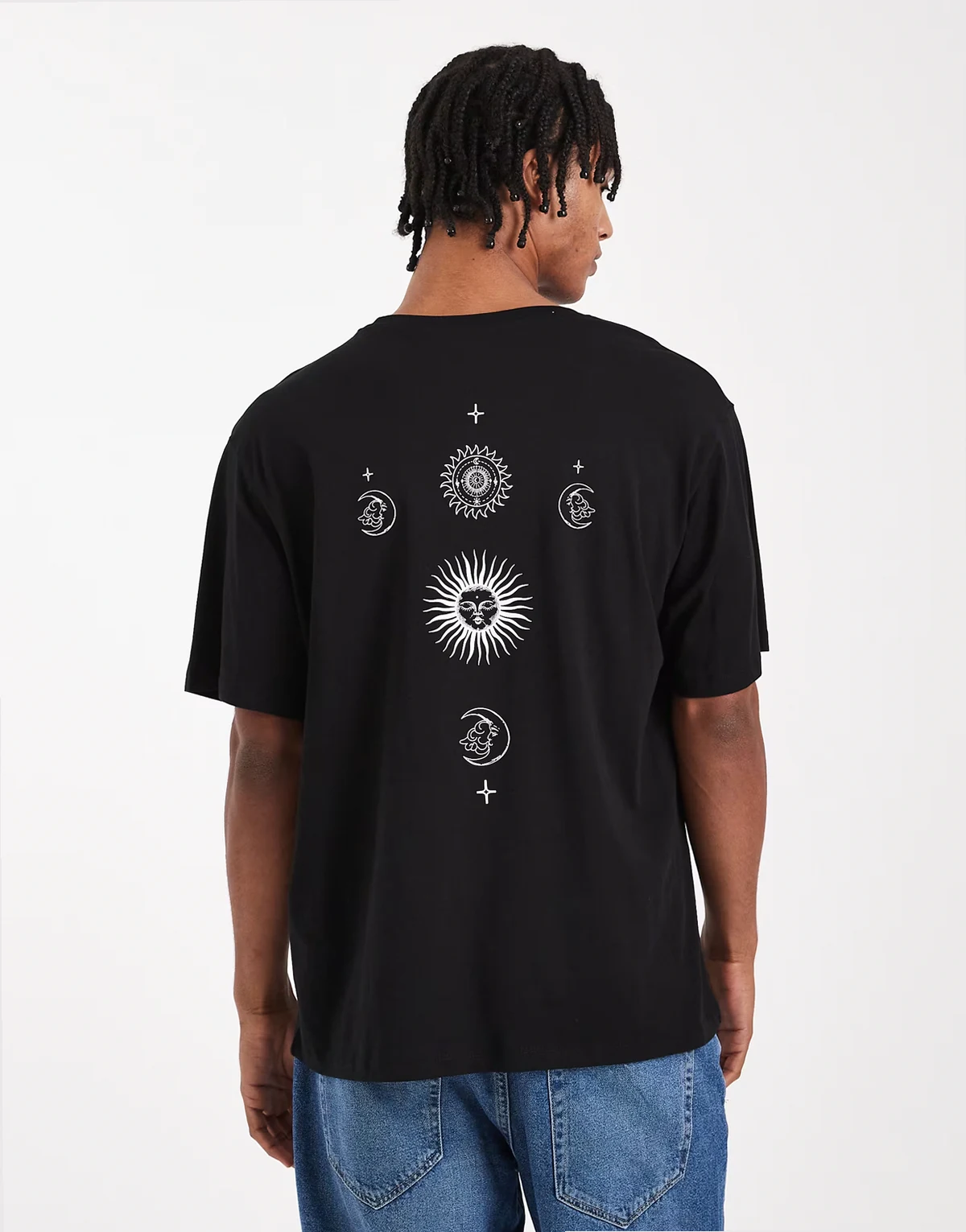 t-shirt with celestial back print in black