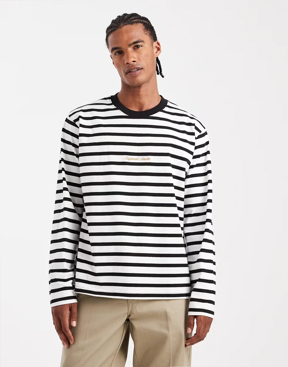 oversize T-shirt with stripe in black and white