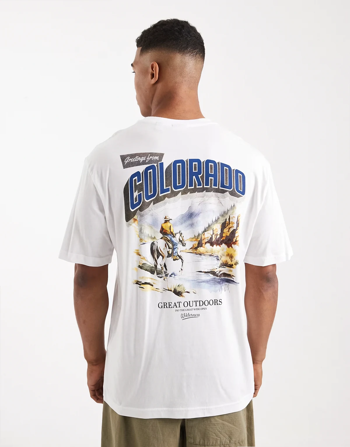 oversized fit t-shirt with colorado back and front prints in white