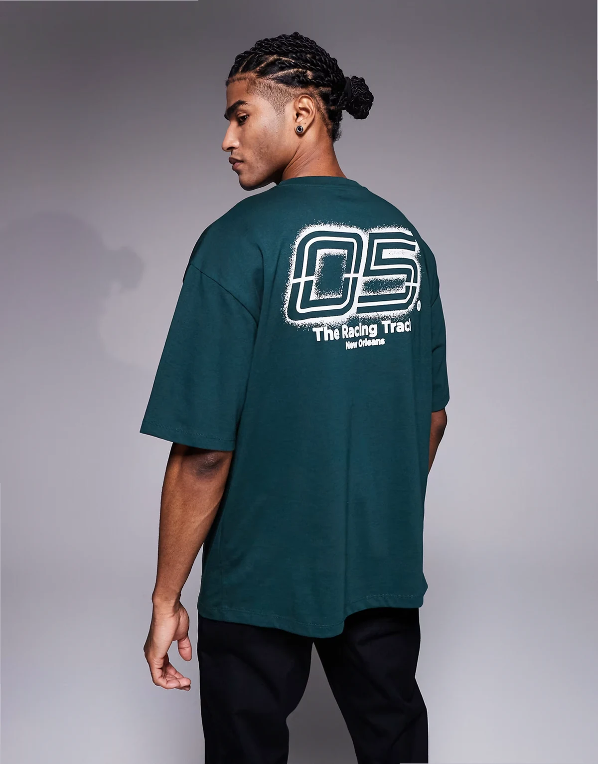 – Oversize-T-Shirt in Dunkelgrün mit Sport-Print