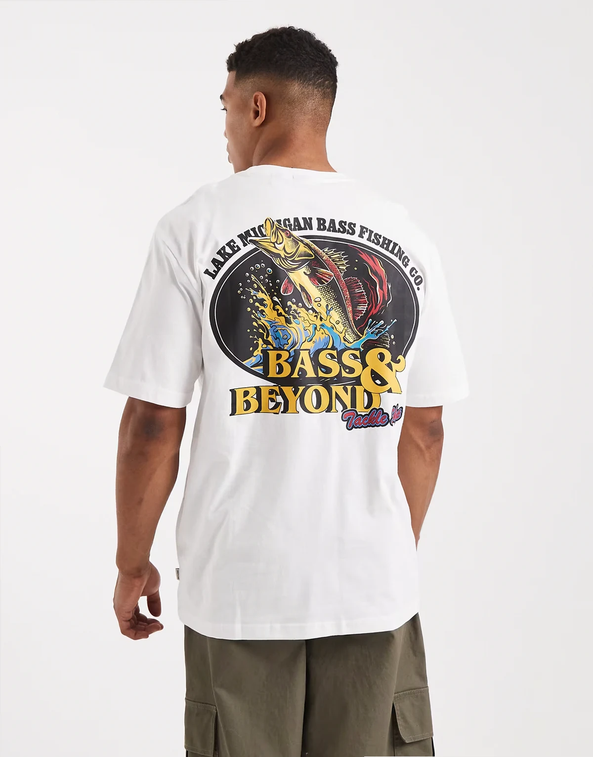 oversized fit T-shirt with bass beyond back print in white