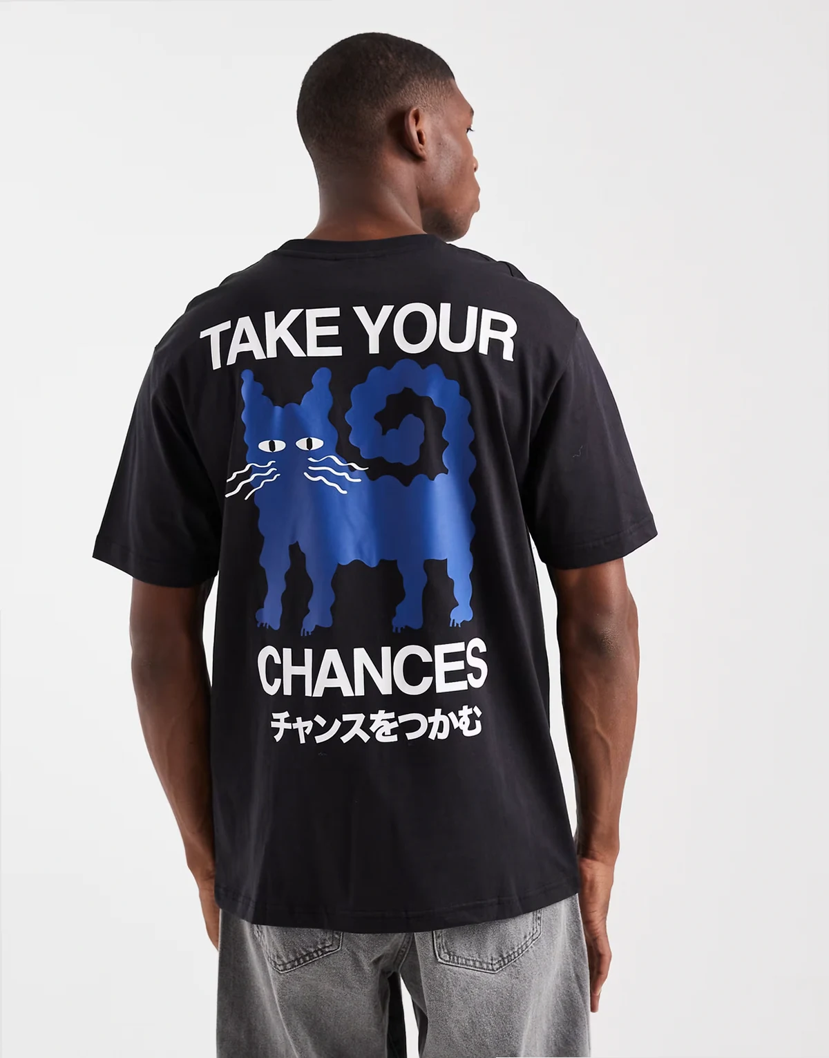 relaxed fit T-shirt with chances back print in black