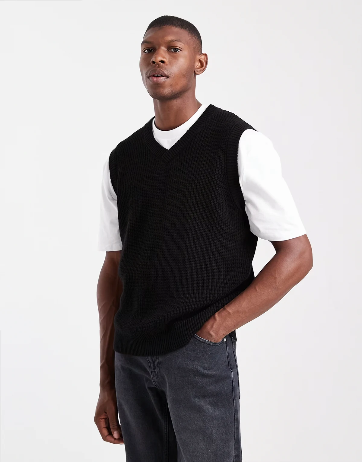 – Relaxed-Fit-Strickpullunder in Schwarz