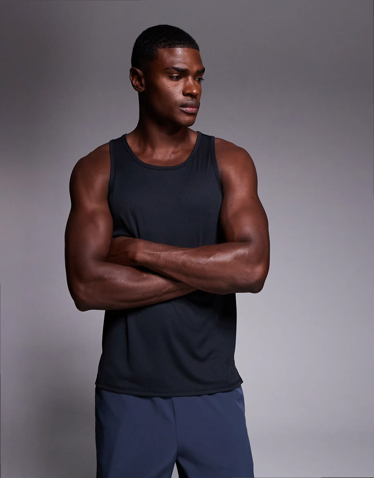 quick dry technical mesh relaxed fit running tank top in black