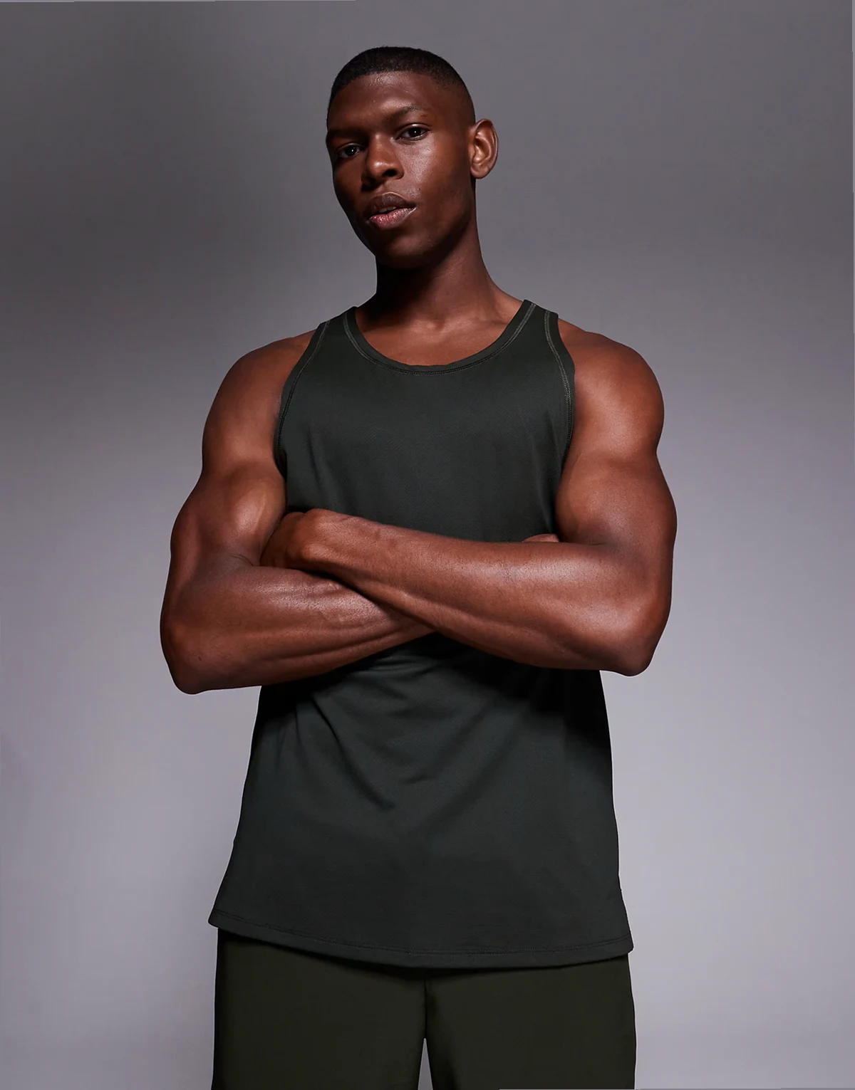 Icon quick dry mesh training tank with racer back in khaki
