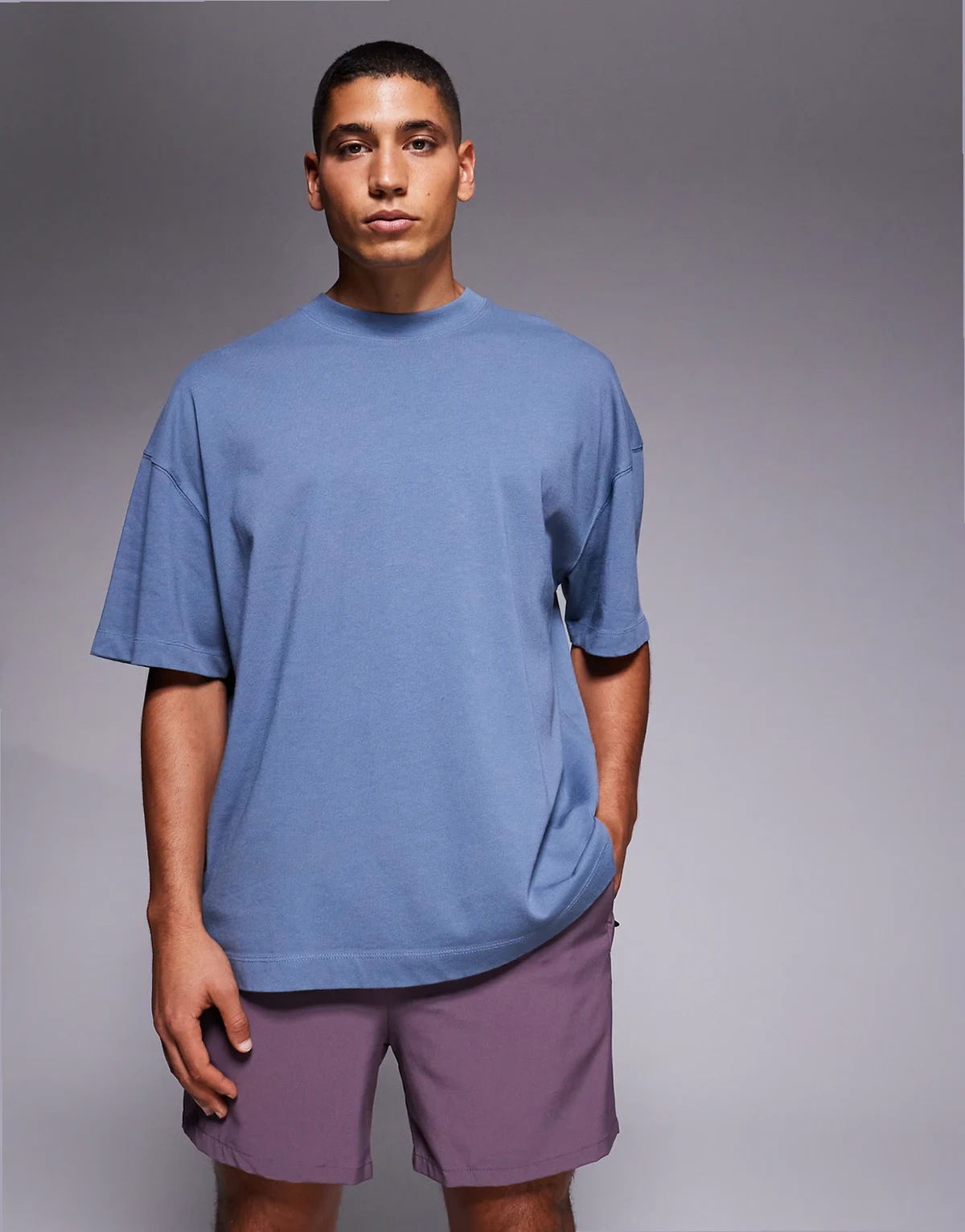 Icon heavyweight cotton oversized t-shirt with quick dry finish in washed blue