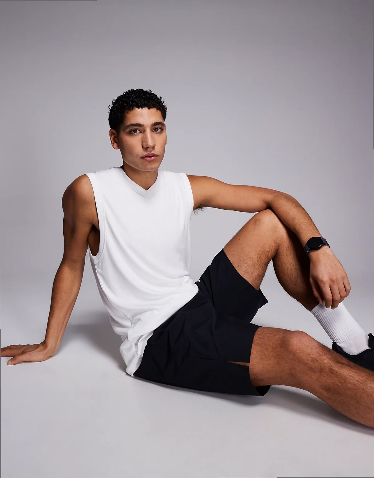 Rest Day ultra soft modal ribbed slim fit v neck tank in white