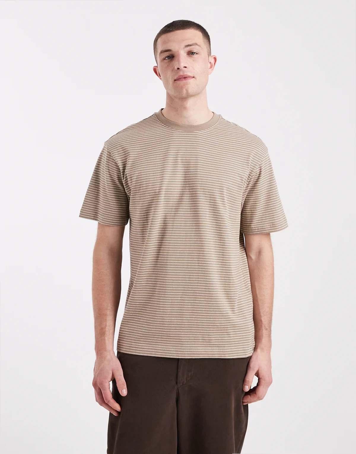 relaxed fit T-shirt in taupe stripes