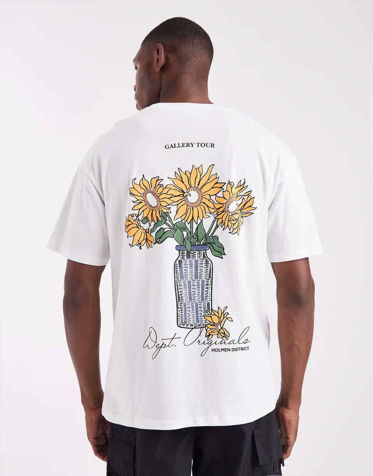 oversized T-shirt with flower print in white