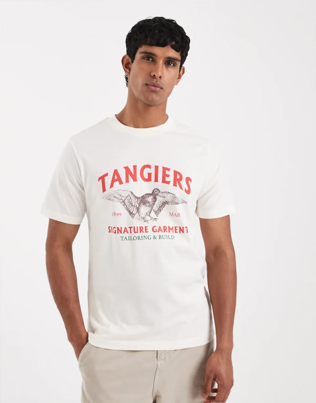 – T-Shirt in Cremeweiß mit Vogel-Motivprint