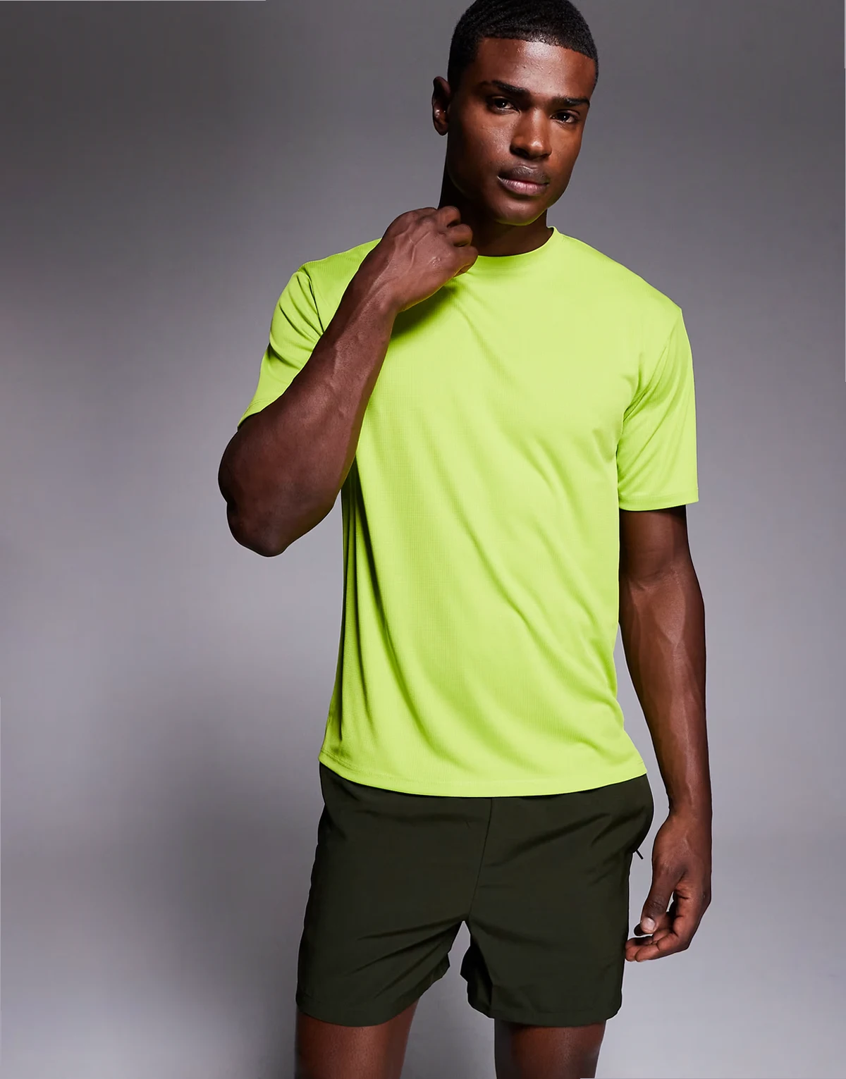 quick dry technical mesh relaxed fit running t-shirt in acid green