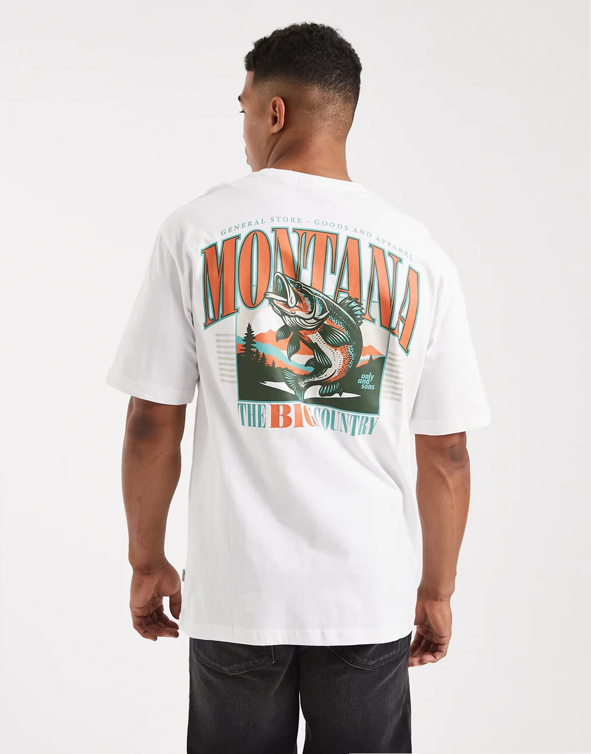 oversized fit T-shirt with montana back print in white