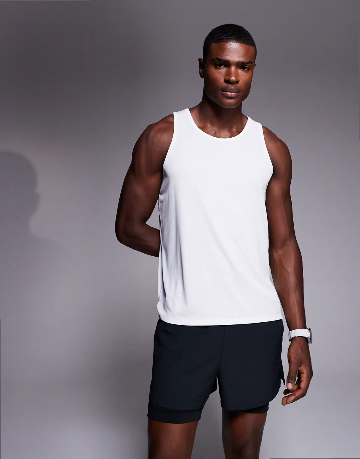 quick dry mesh relaxed fit running tank top in white
