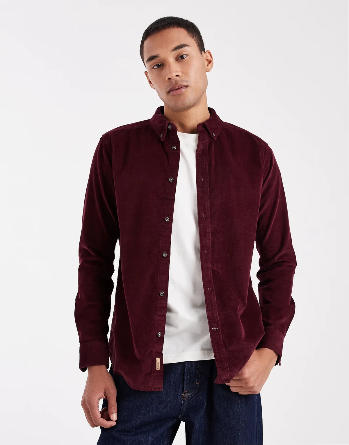 corduroy shirt in burgundy