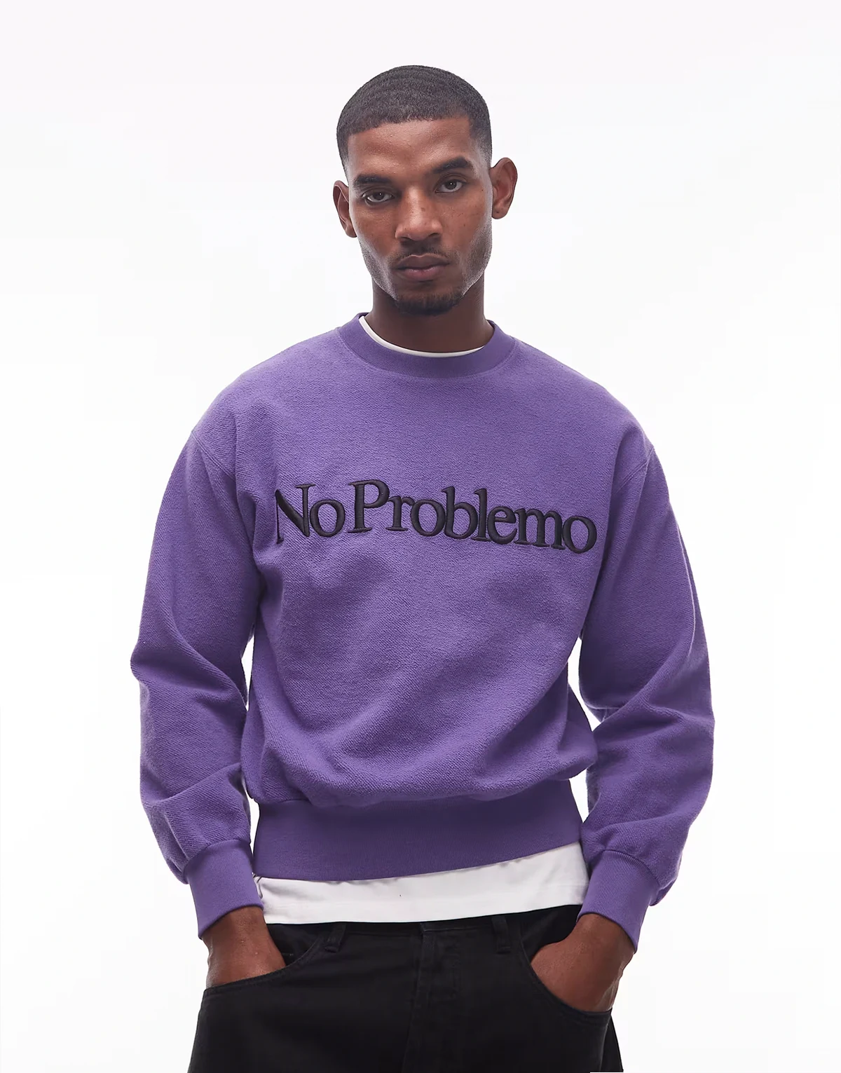 – Baumwoll-Sweatshirt in Flieder mit Fleece-Futter und Logo