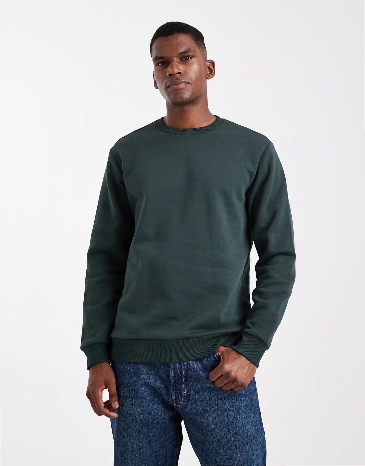 crew neck sweatshirt in dark green