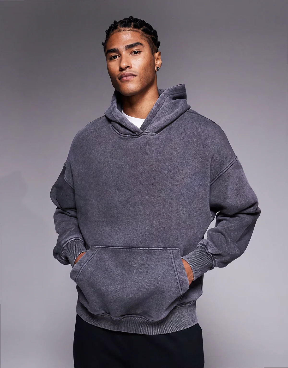 oversized hoodie in washed dark gray