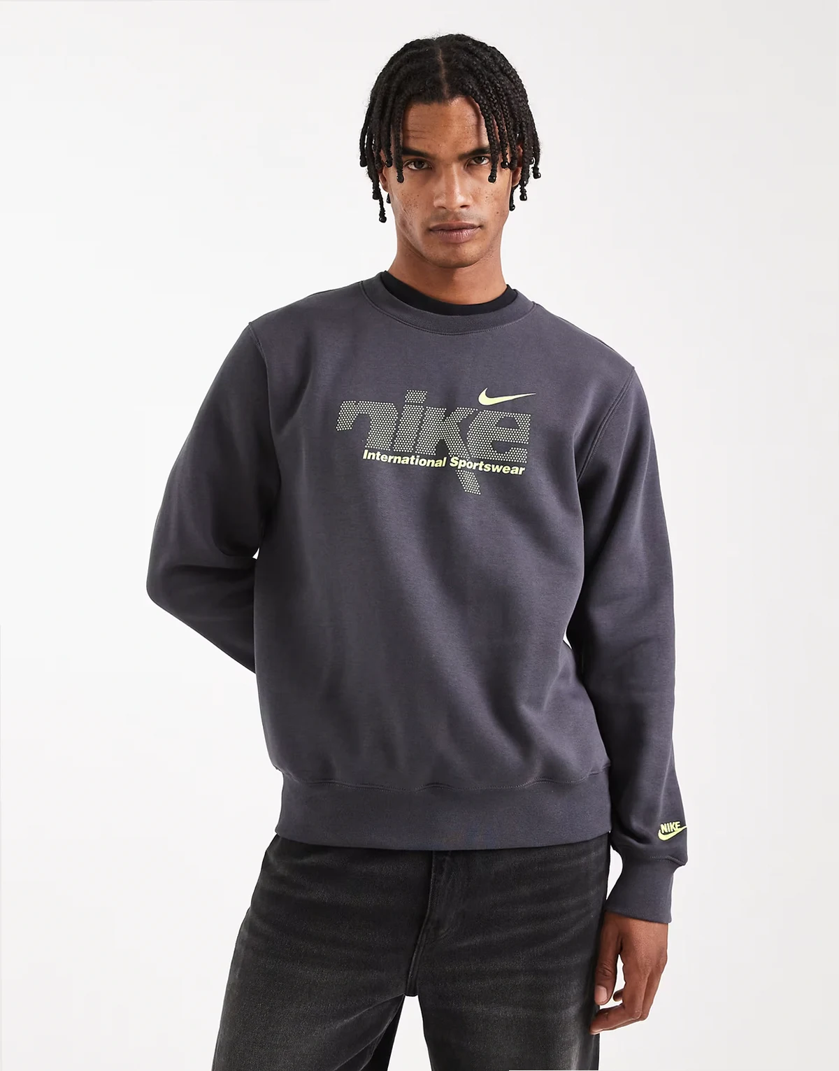 Club Swoosh sweatshirt in gray and green