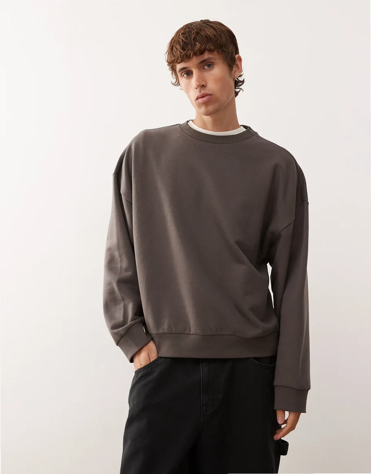 Essentials boxy oversized sweatshirt in charcoal gray