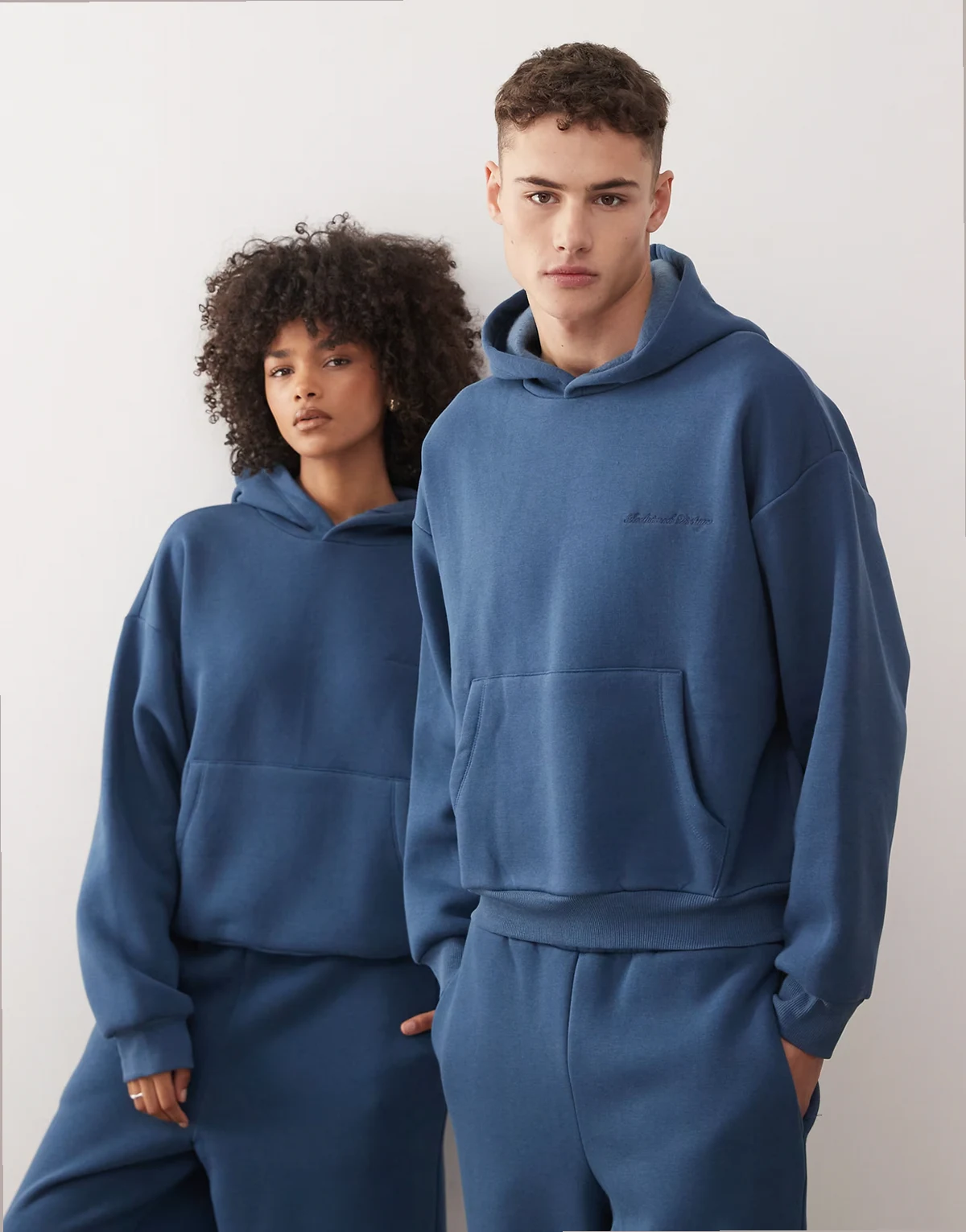 unisex heavyweight boxy hoodie in navy blue - part of a set