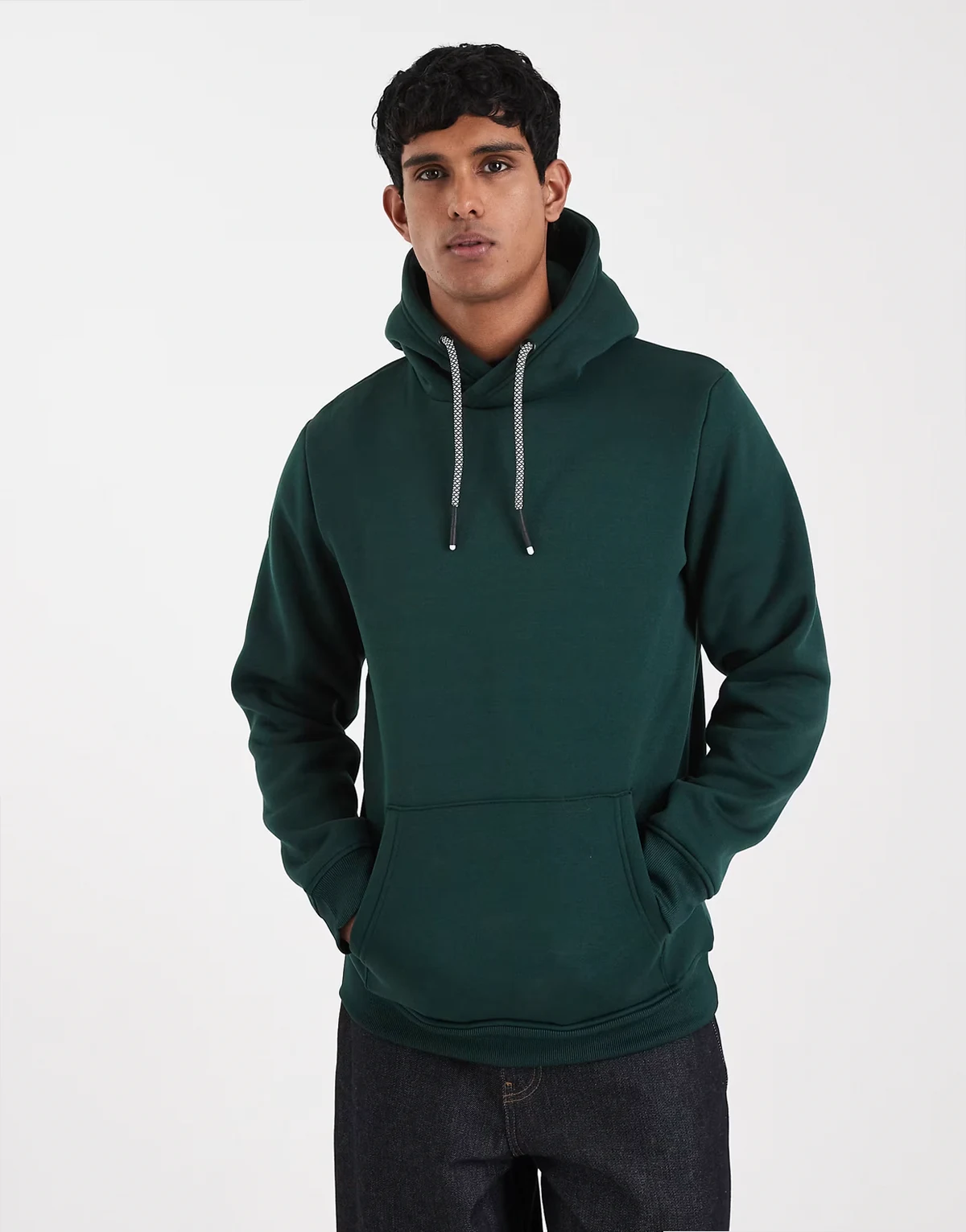 hoodie with contrast drawstrings in dark green