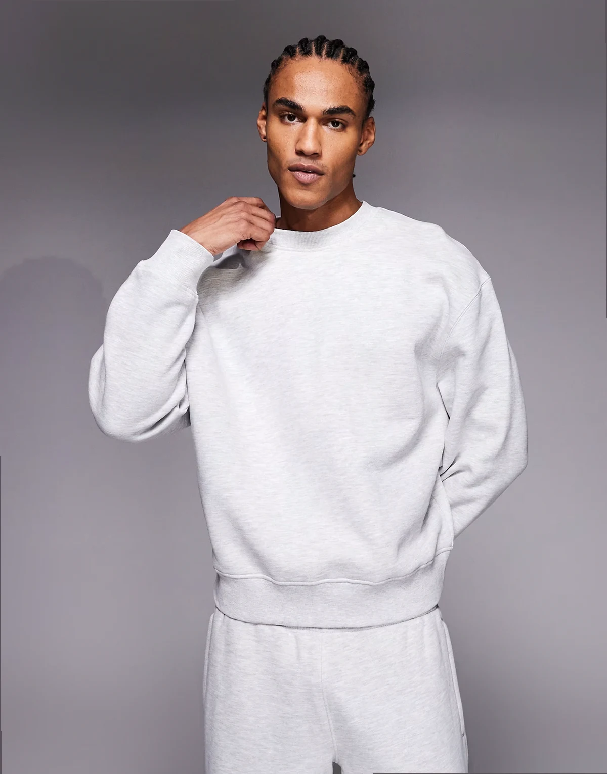 Icon Rest Day heavyweight 440gsm cotton oversized boxy sweatshirt in light heather gray