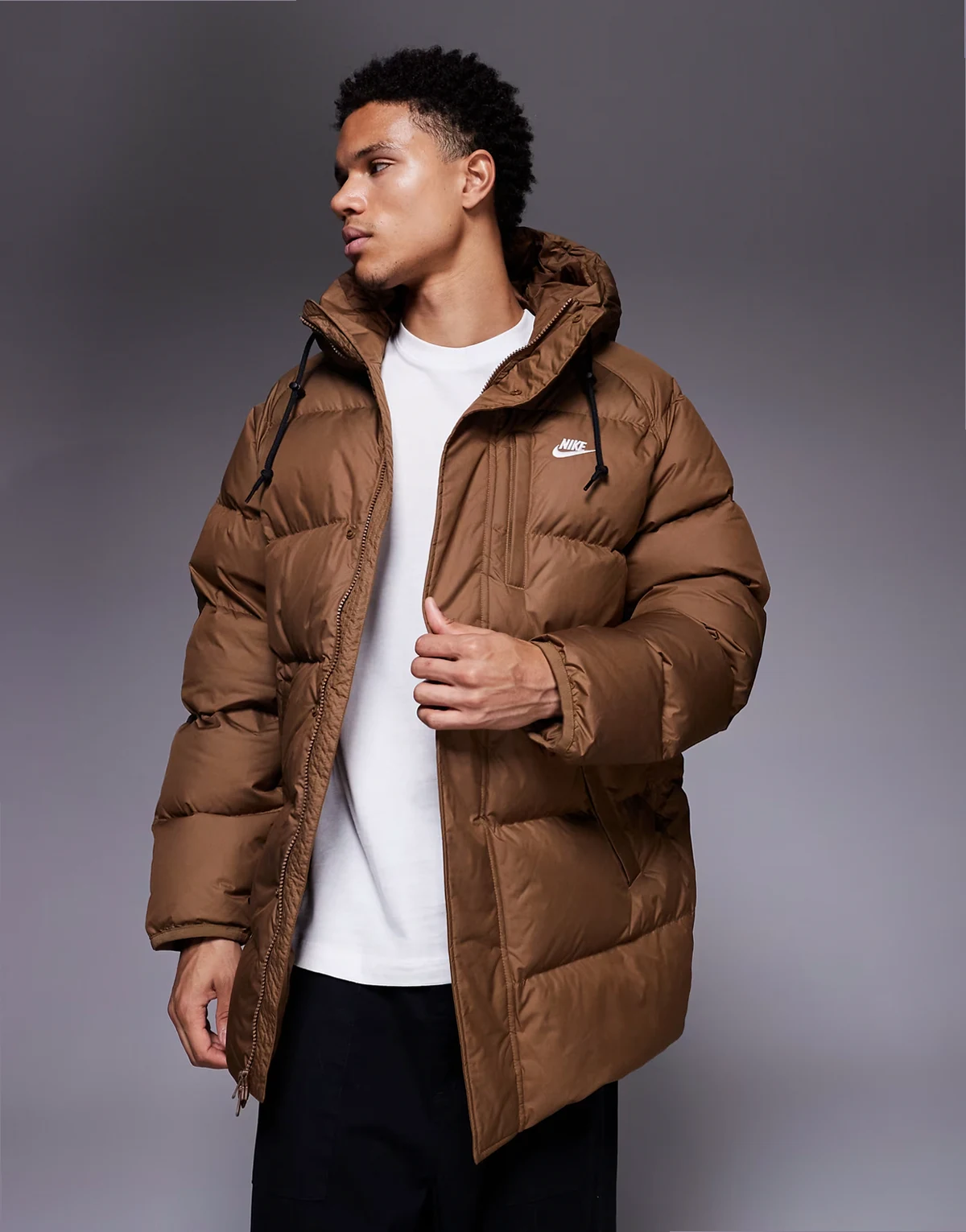 Club puffer jacket in brown