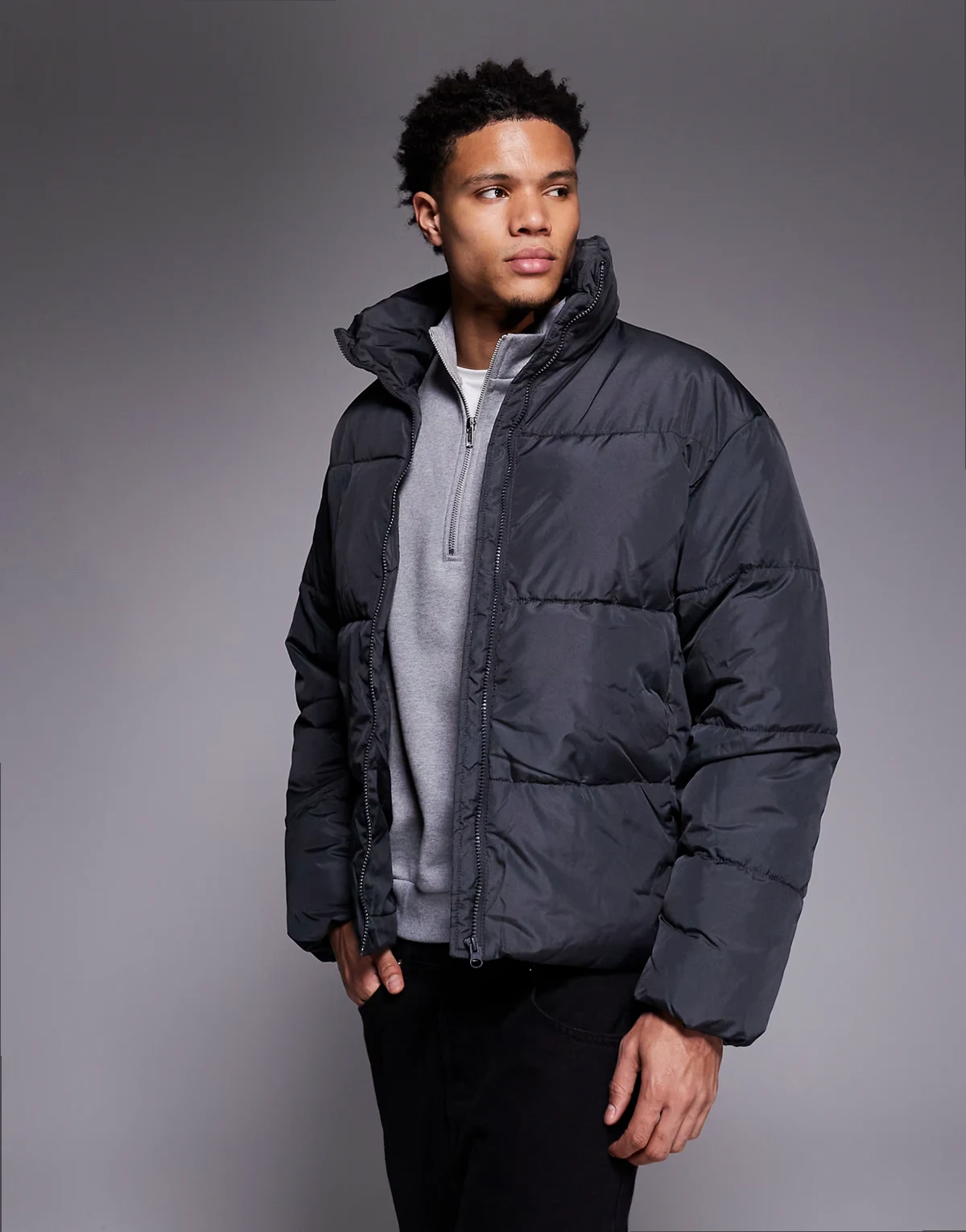 padded puffer jacket in dark gray