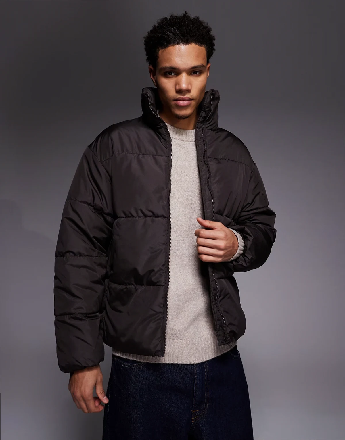 padded puffer jacket in brown
