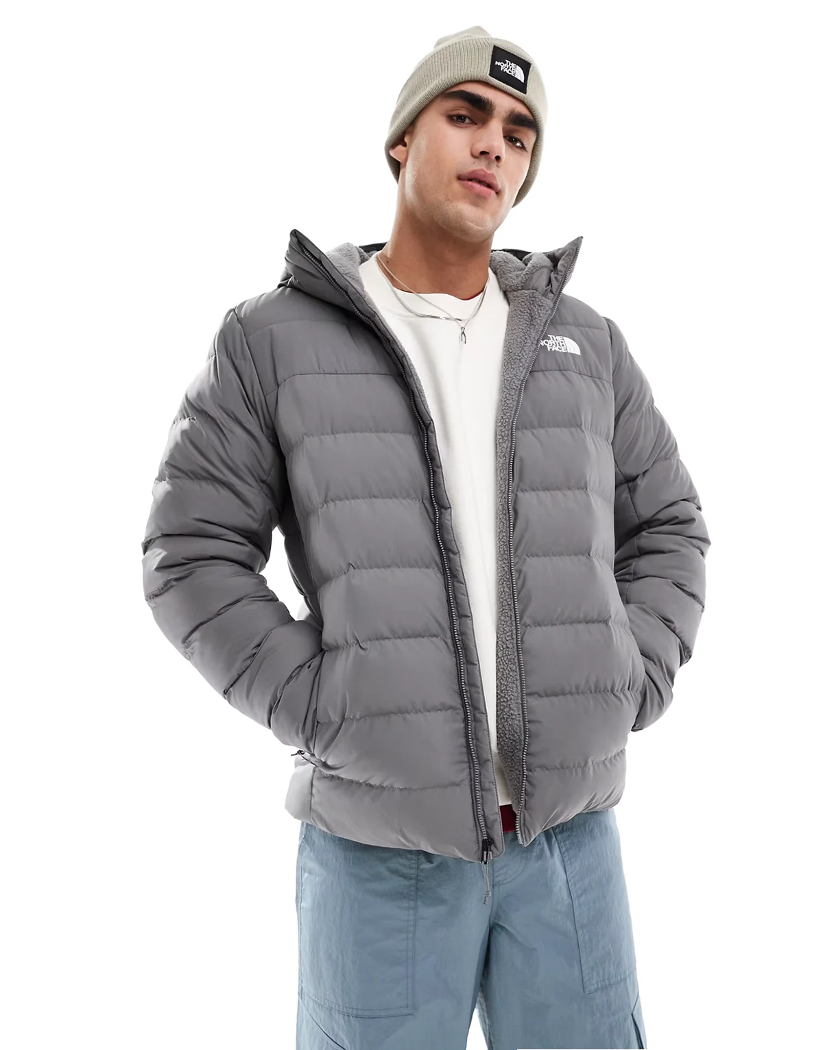 Aconcagua 3 lined padded hoodie jacket in pearl gray