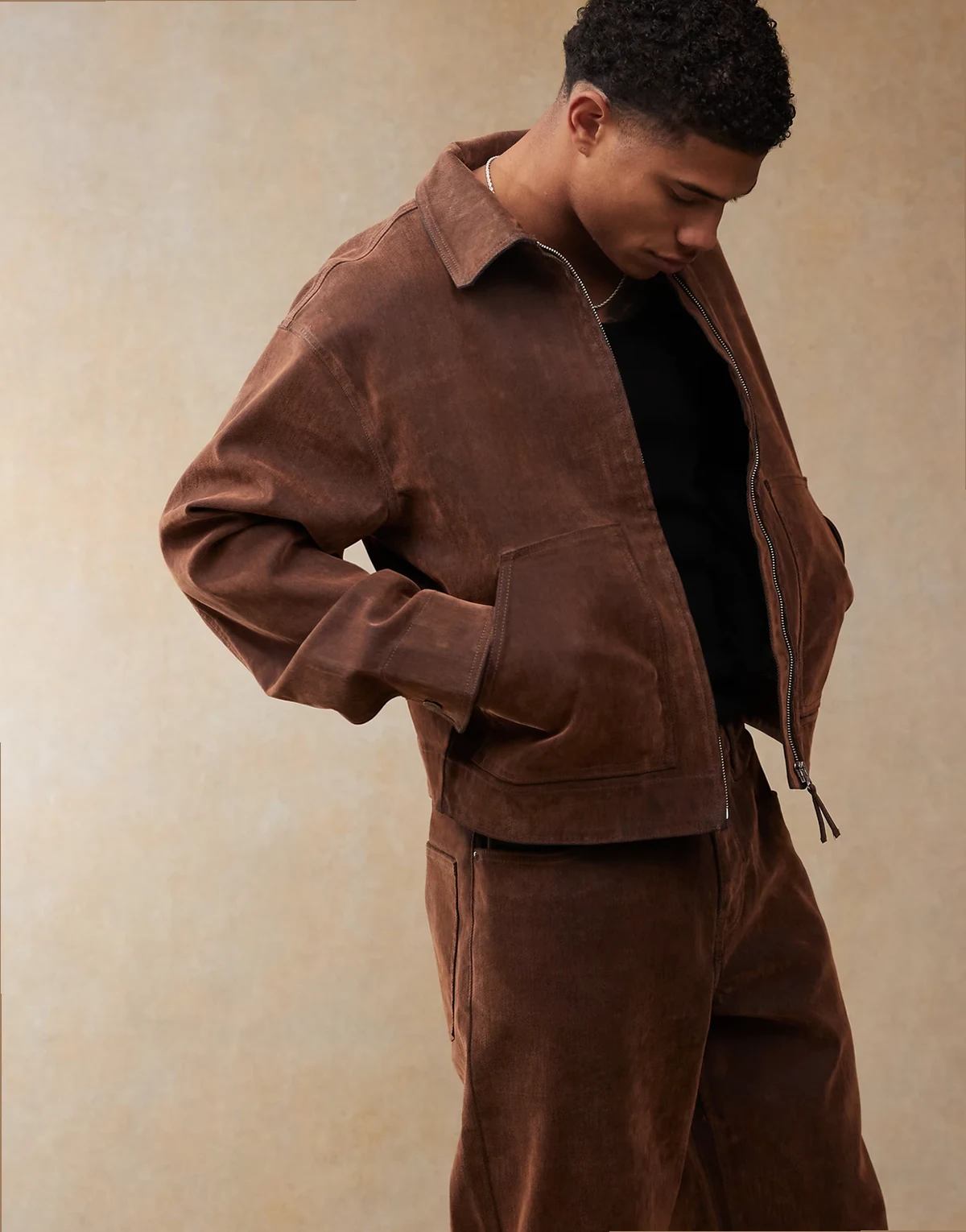 – Harrington-Jacke in Hellbraun, Kombiteil