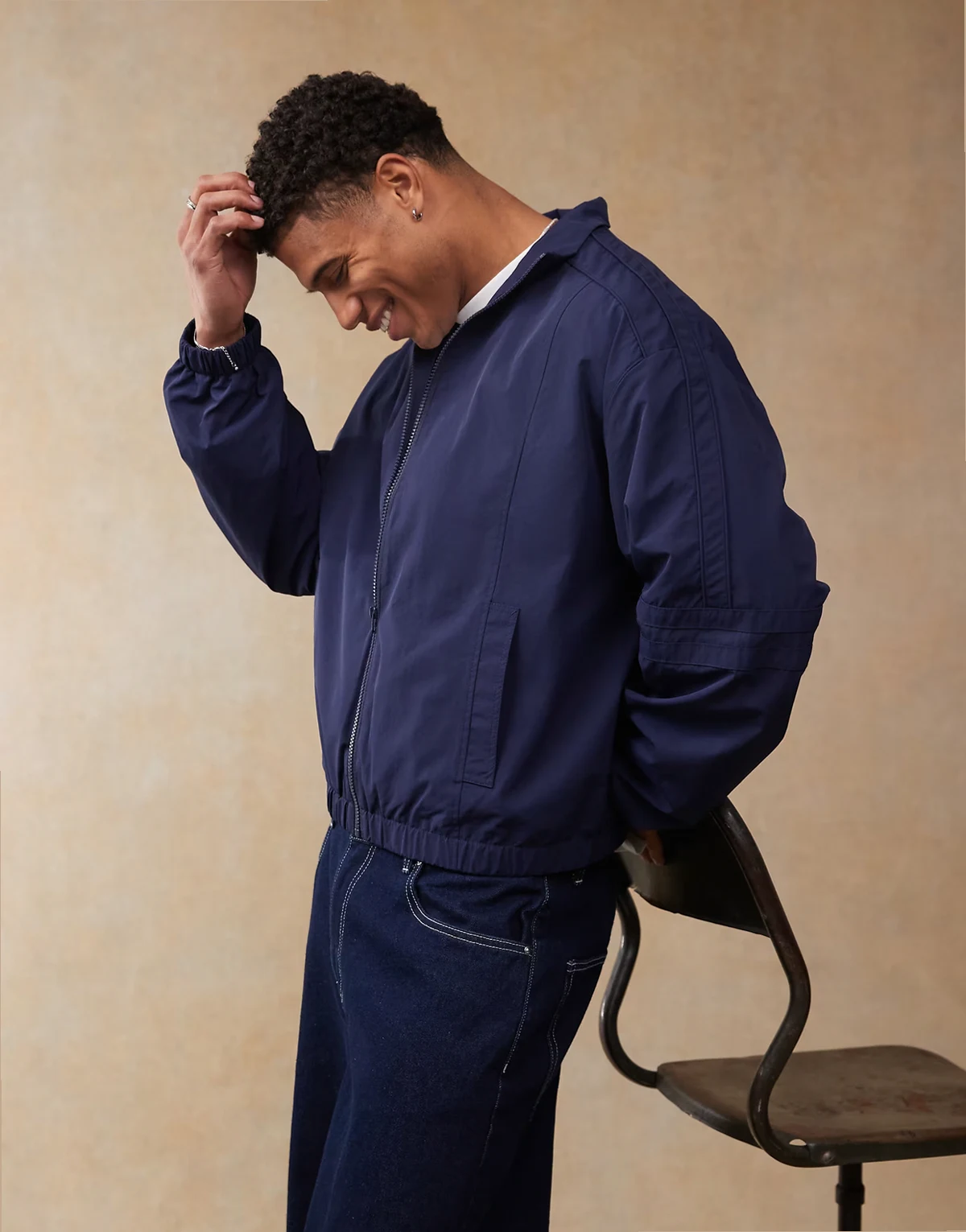 – Oversize-Trainingsjacke in Marineblau