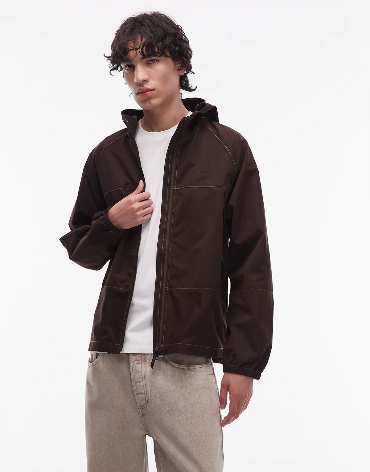 – Salem – Utility-Jacke in Dunkelbraun mit Kapuze