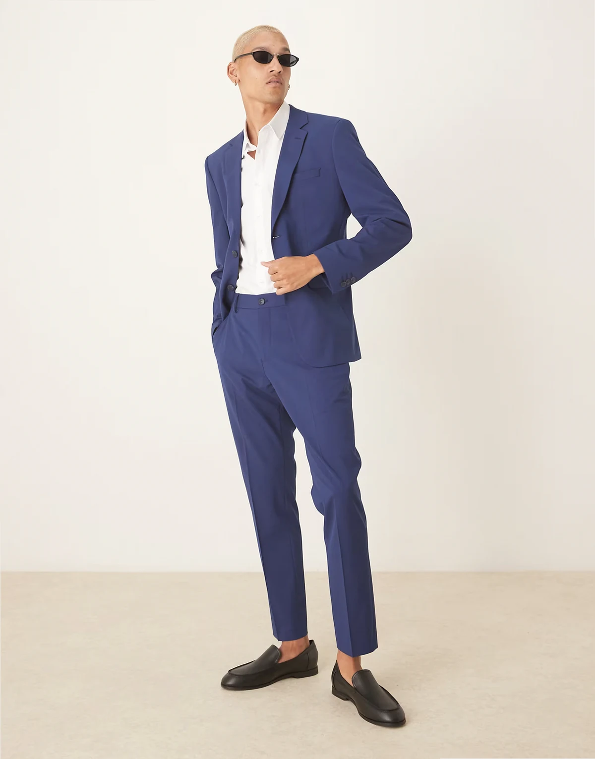 slim suit pants in dark blue