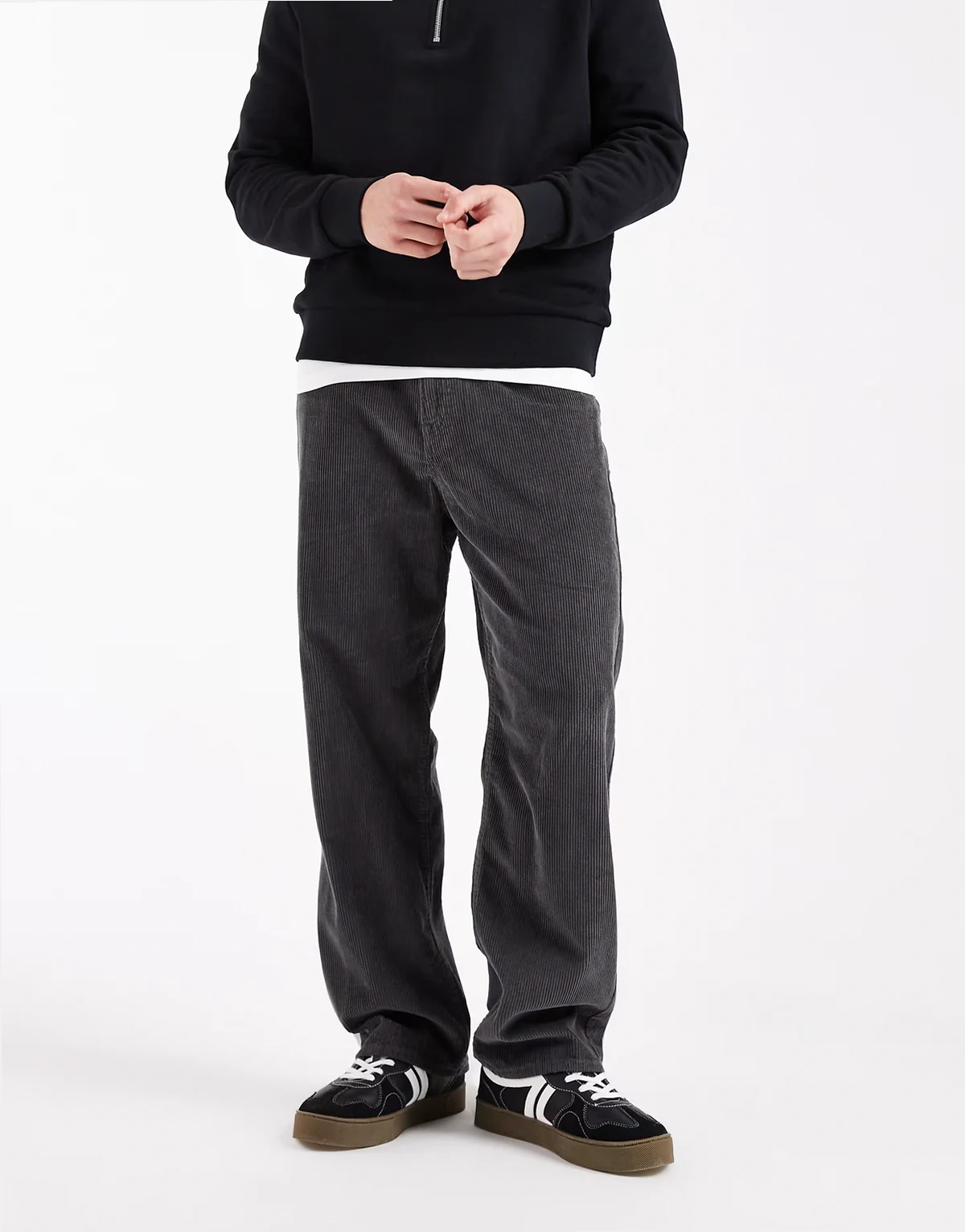 Alex baggy cord pants in dark gray