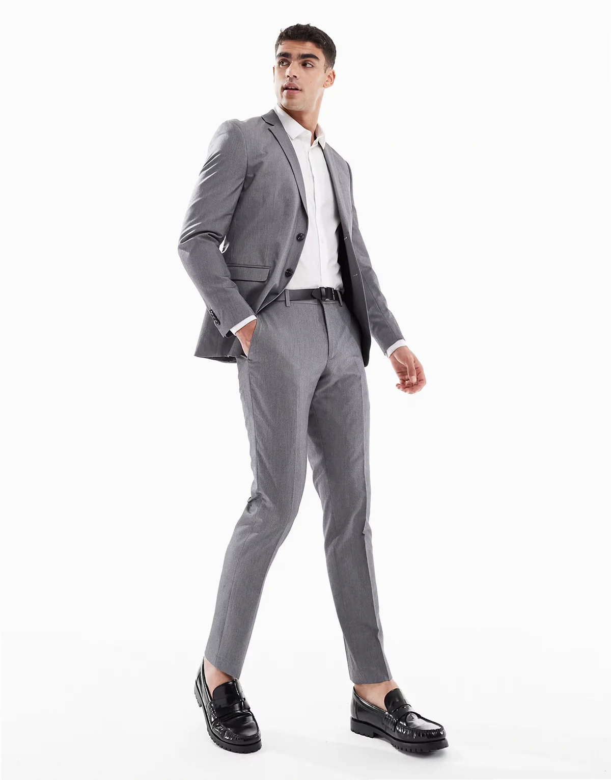 super slim fit suit pants in gray