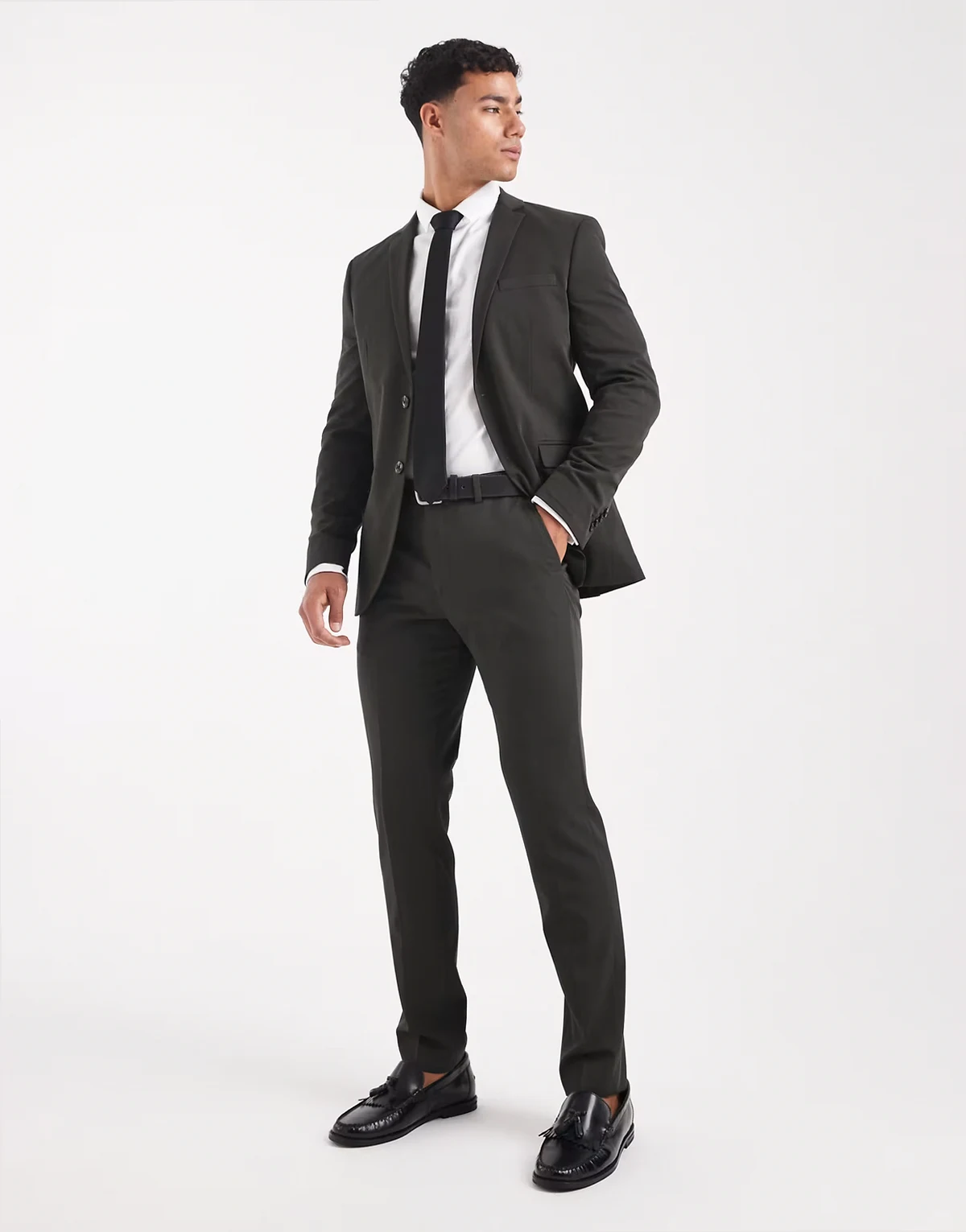 super slim suit pants in dark green