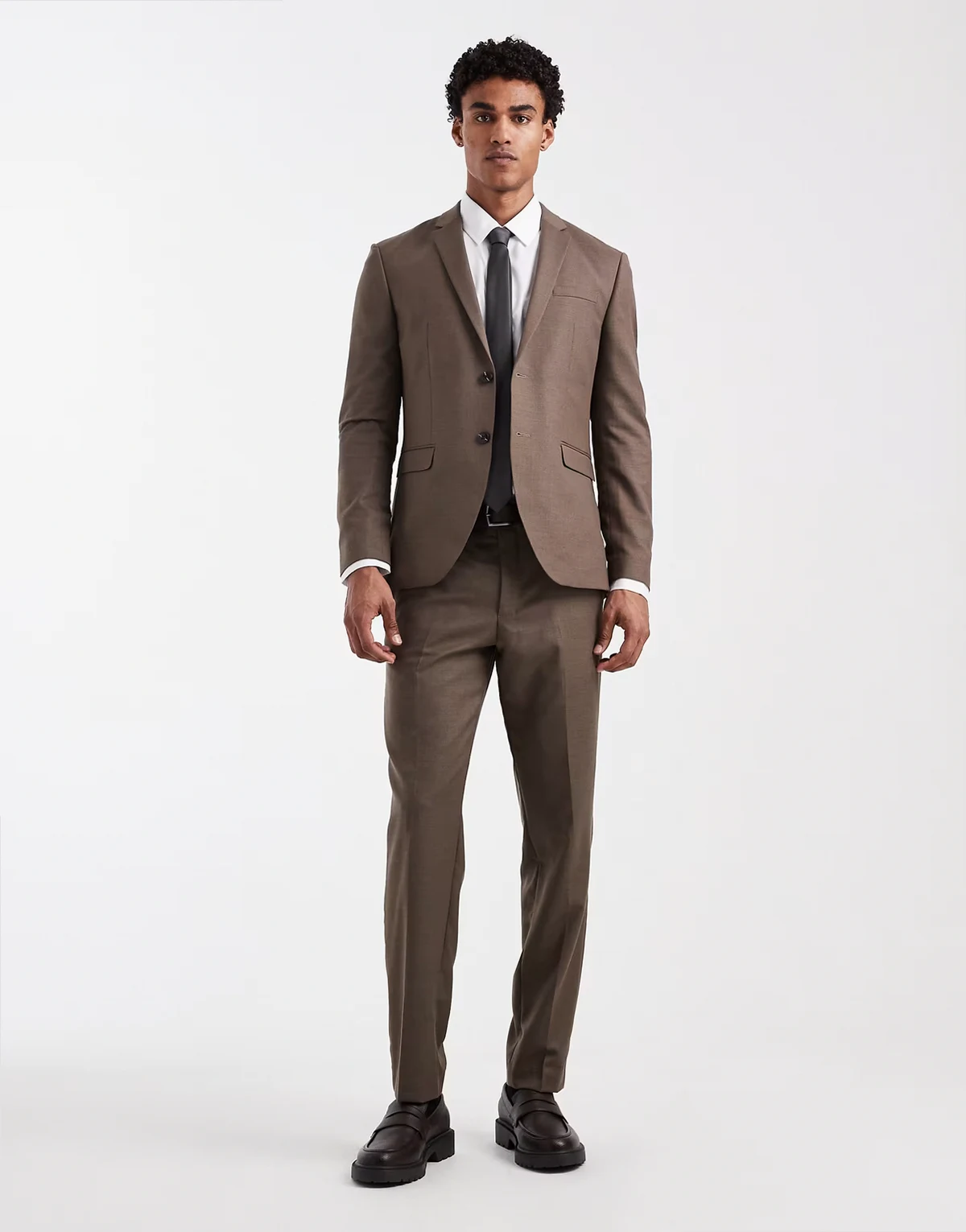 Premium super slim tailored pants in brown - part of a set