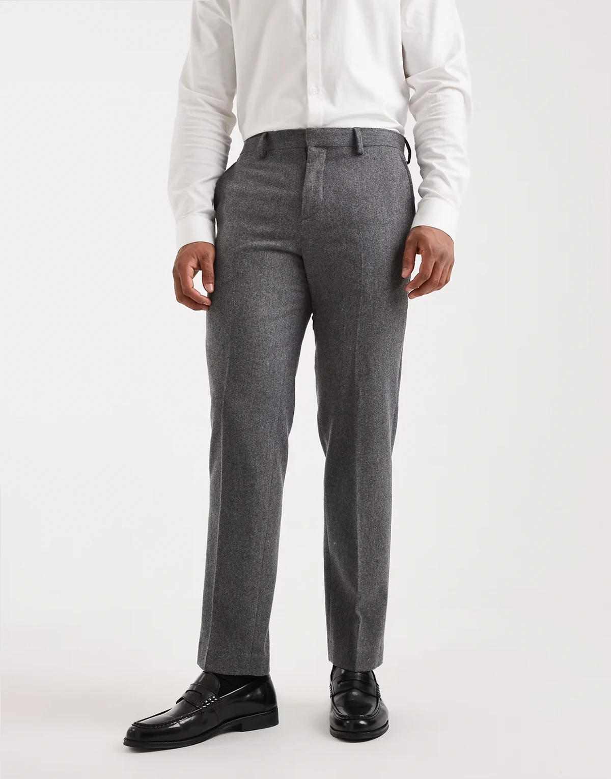 Premium relaxed wool suit bottoms in gray