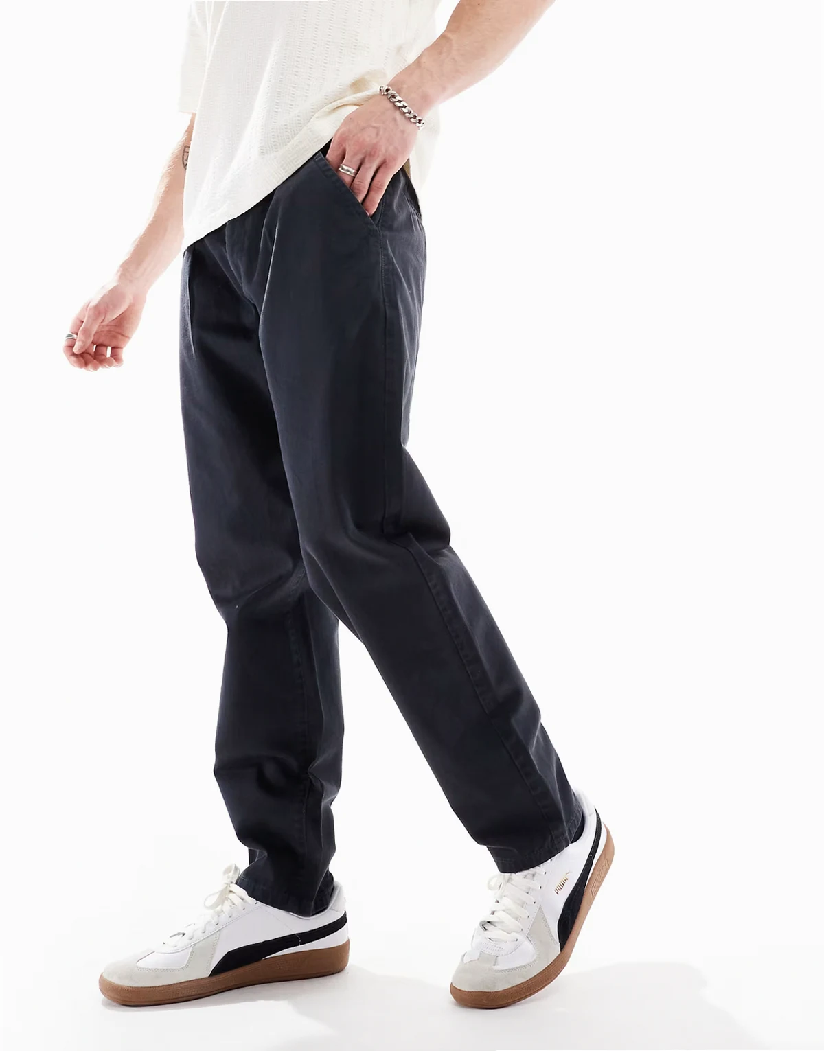 chino pants in navy