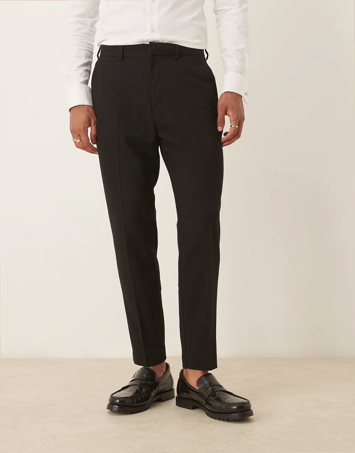 tapered suit pants in black twill