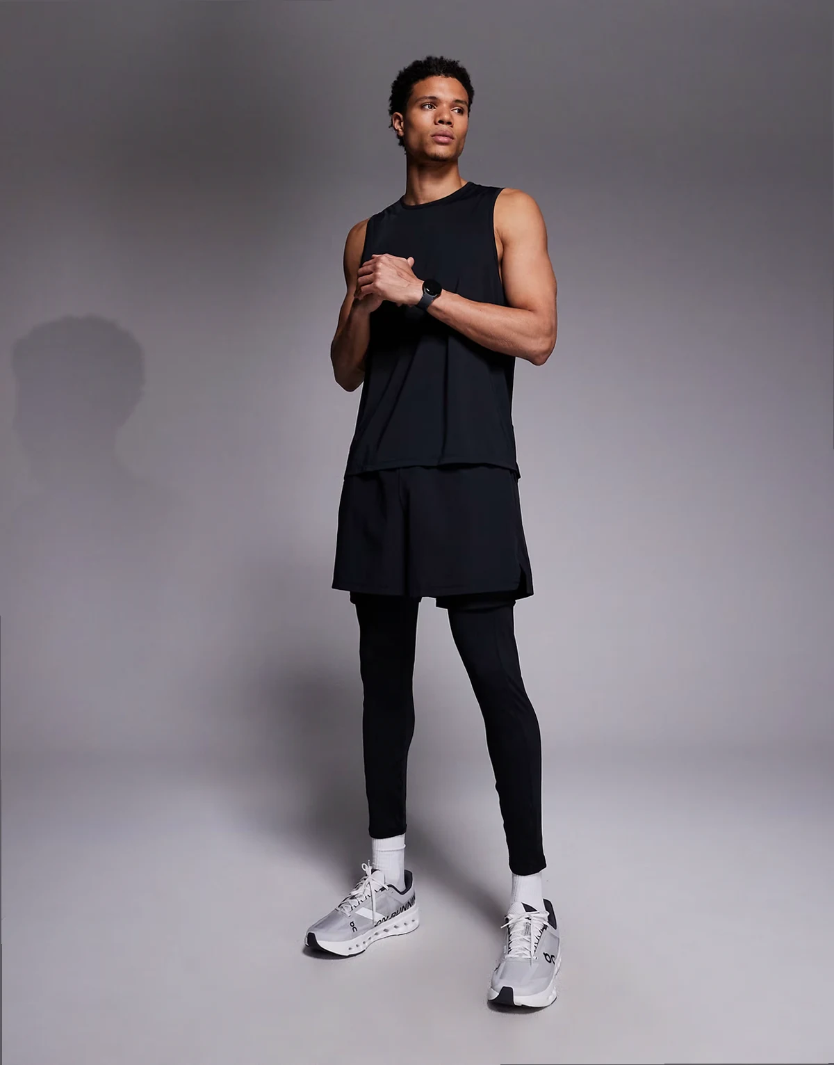 reflective quick dry base layer running tights with energy gel pocket in black