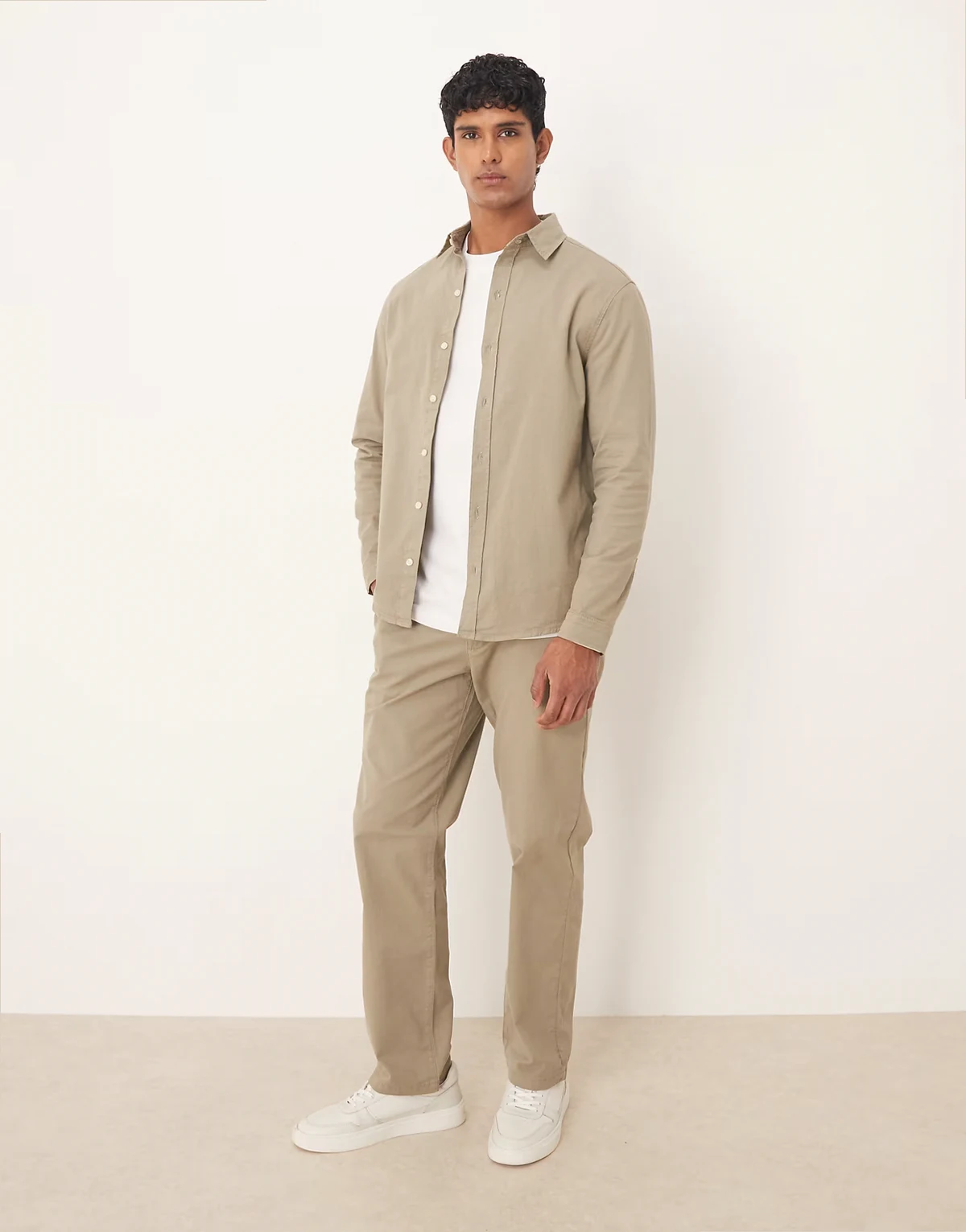 straight leg chinos in beige - part of a set